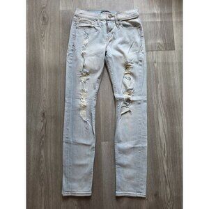 Express Super Skinny Mid Rise Light Wash Jeans 0s/0c